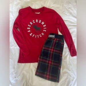 Abercrombie kids plaid pajama set size 9/10. Used/Good condition.